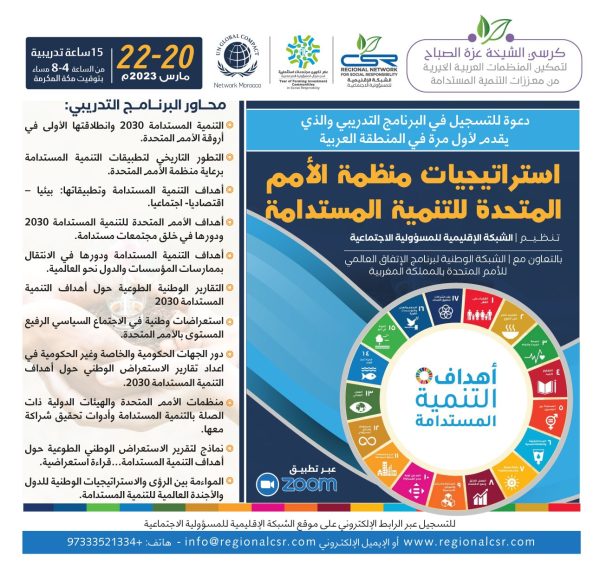 البرنامج التدريبي استراتيجيات منظمة الأمم المتحدة للتنمية المستدامة