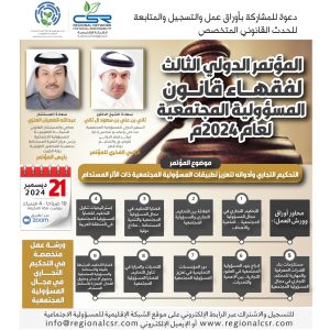 المؤتمر الدولي الثالث لفقهاء قانون المسؤولية المجتمعية 2024م